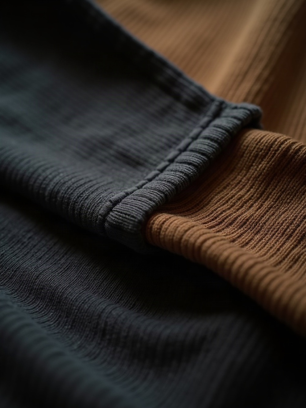 Close-up of knit fabric and seam quality check for PISIKA TOP S.R.L.