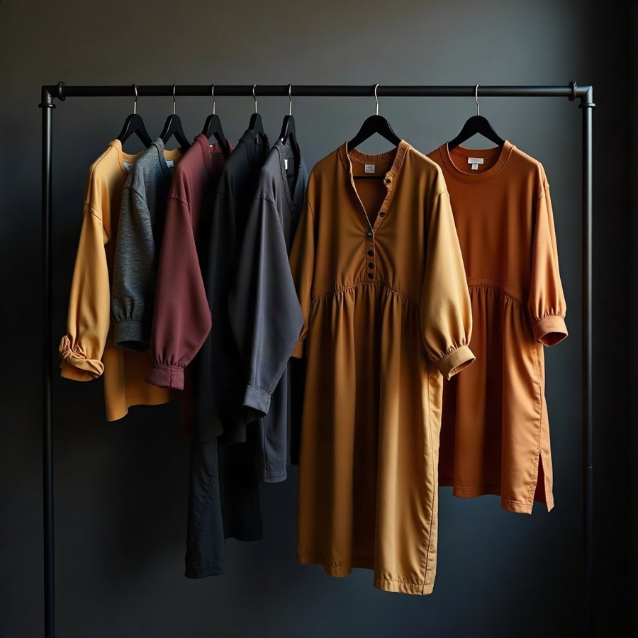 Women's garments on hangers at PISIKA TOP S.R.L.